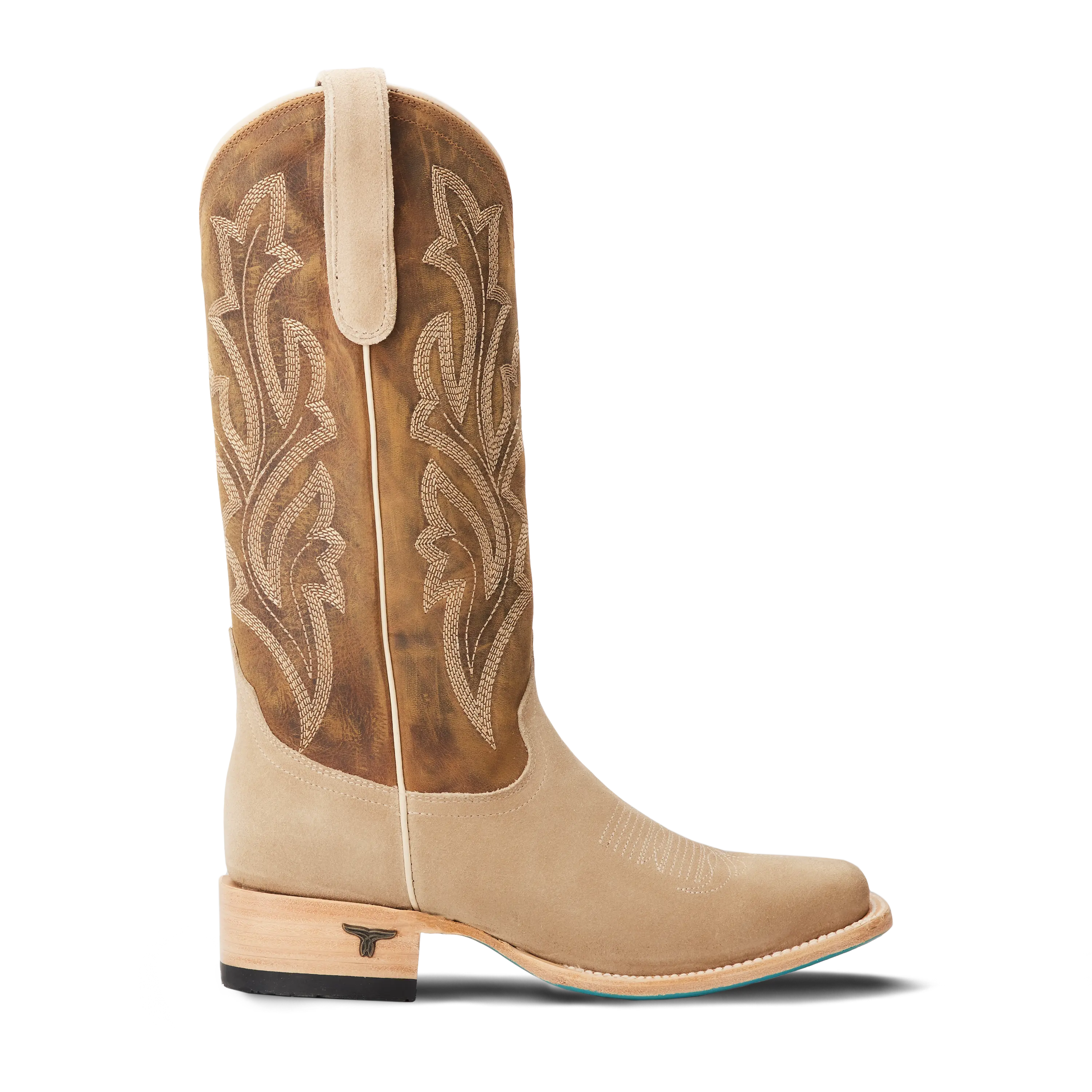 Classic Square Boot - Latte Suede and Burnt Caramel - Image 4