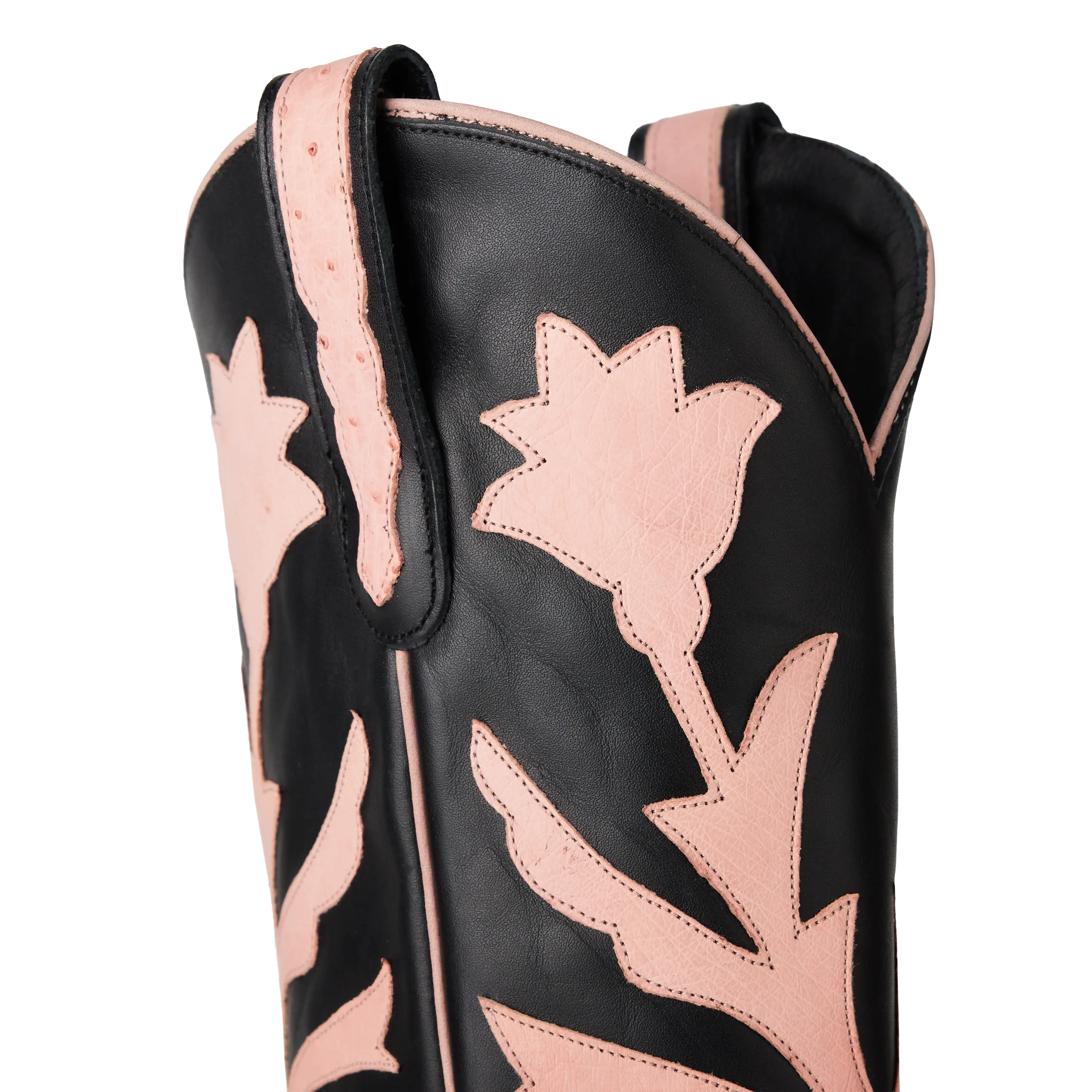 Jolene Exotic Boot - Blush Ostrich & Jet Black - Image 9