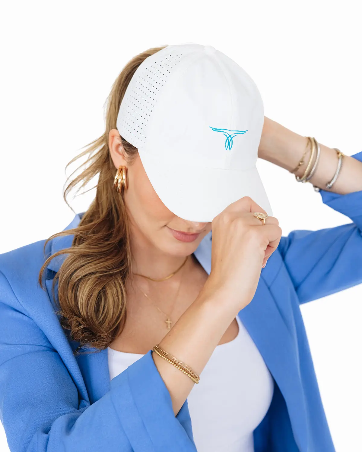 Ladies Ponytail Cap - White - Image 3