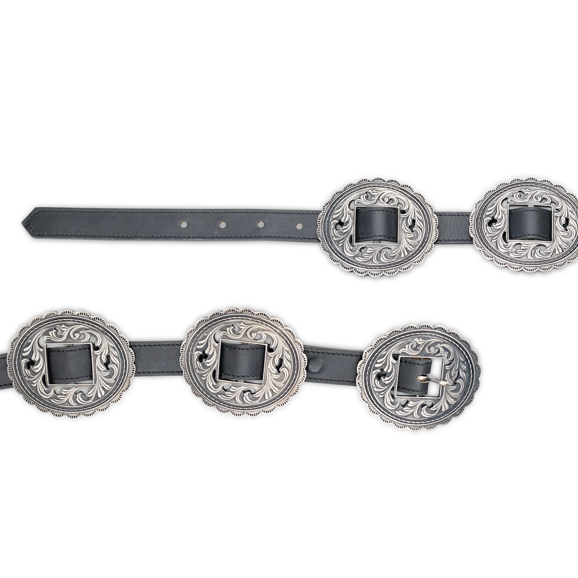 Lane Silver Concho Belt - Jet Black - Image 2