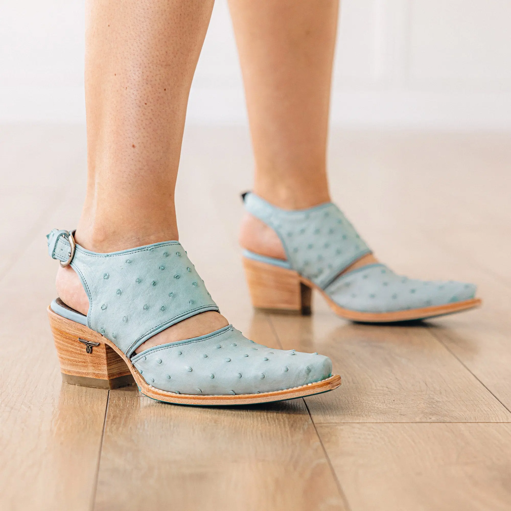 Plain Jane Slingback Mule - Powder Blue Ostrich - Image 14
