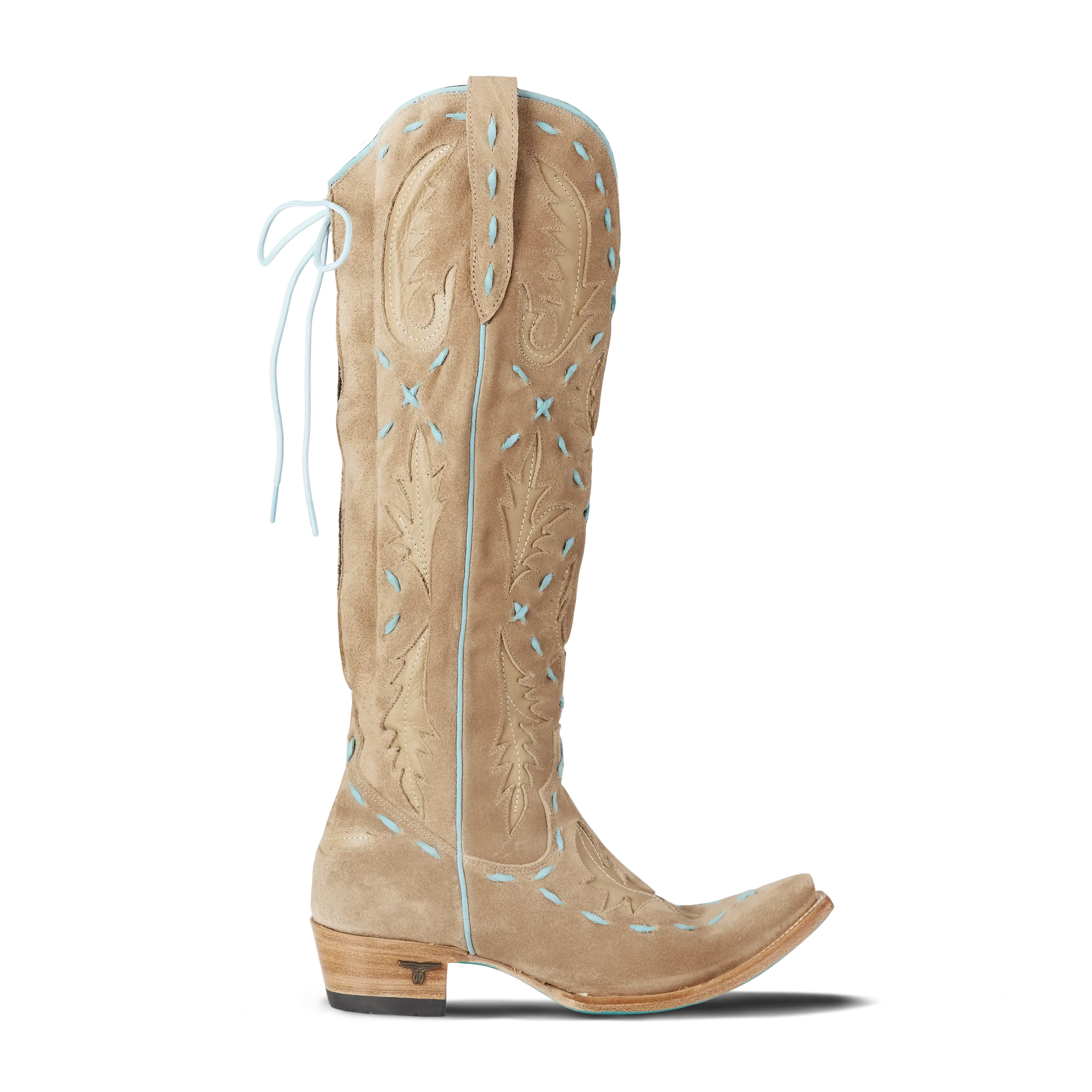 Reverie Knee High Corset - Latte Suede and Powder Blue - Image 4