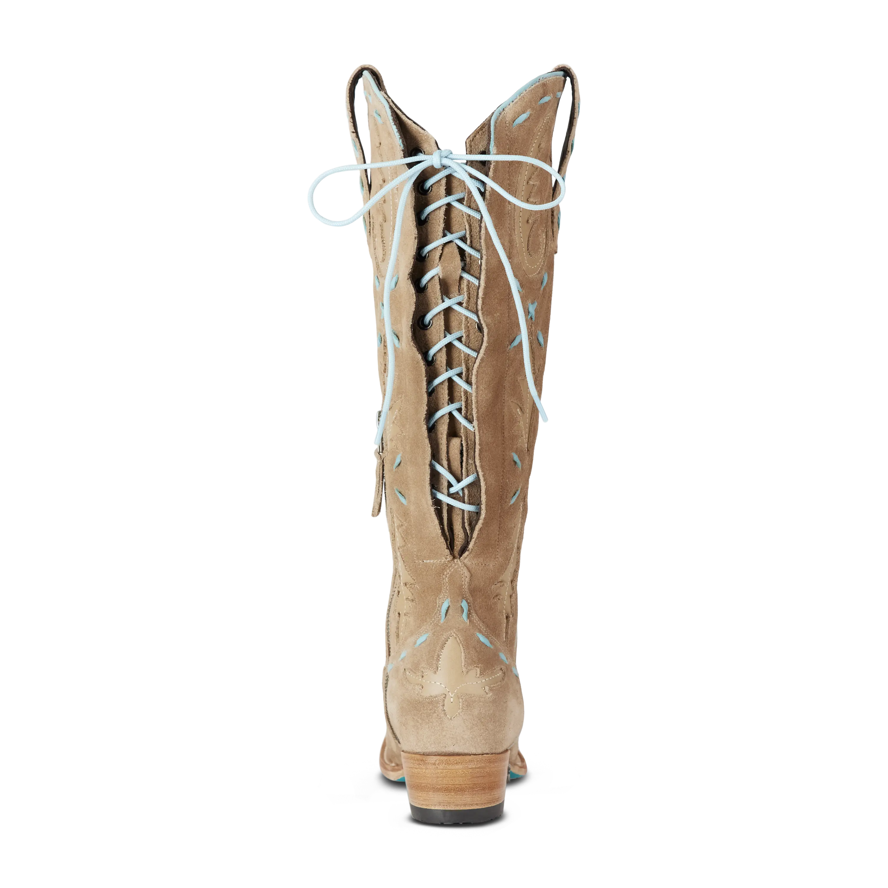 Reverie Knee High Corset - Latte Suede and Powder Blue - Image 7