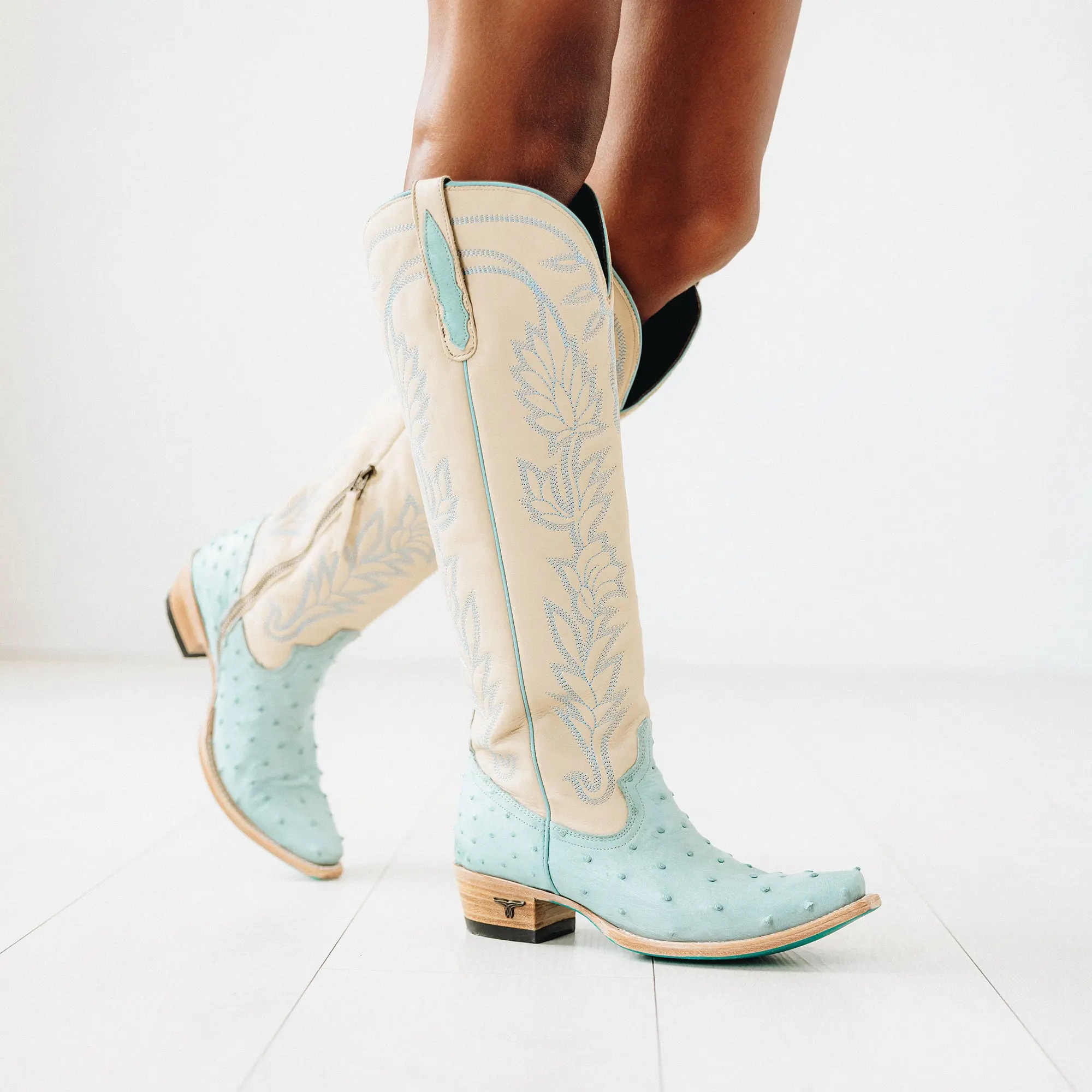 Sandaga Knee High - Powder Blue Ostrich - Image 2