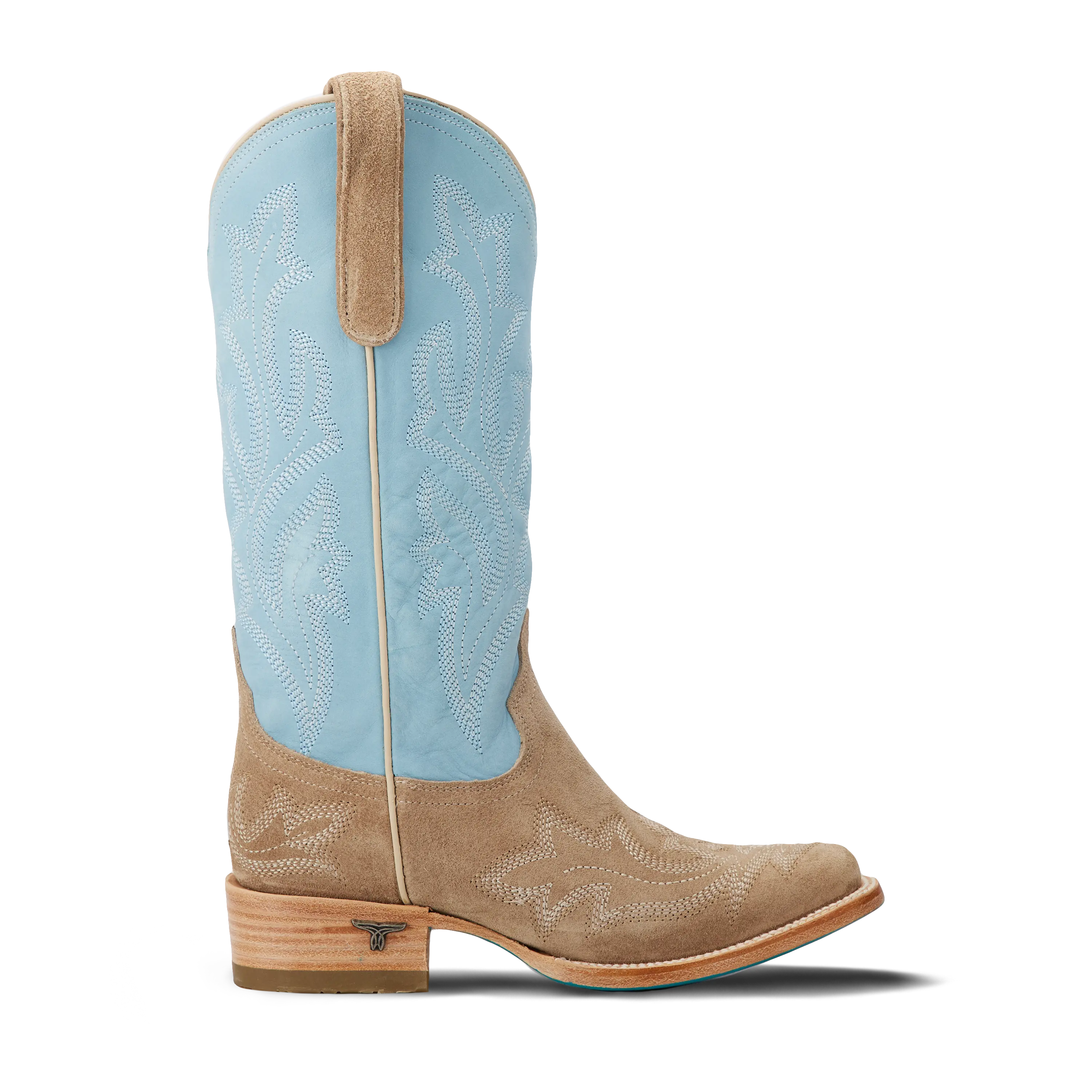 Saratoga Square Boot - Latte Suede and Powder Blue - Image 4