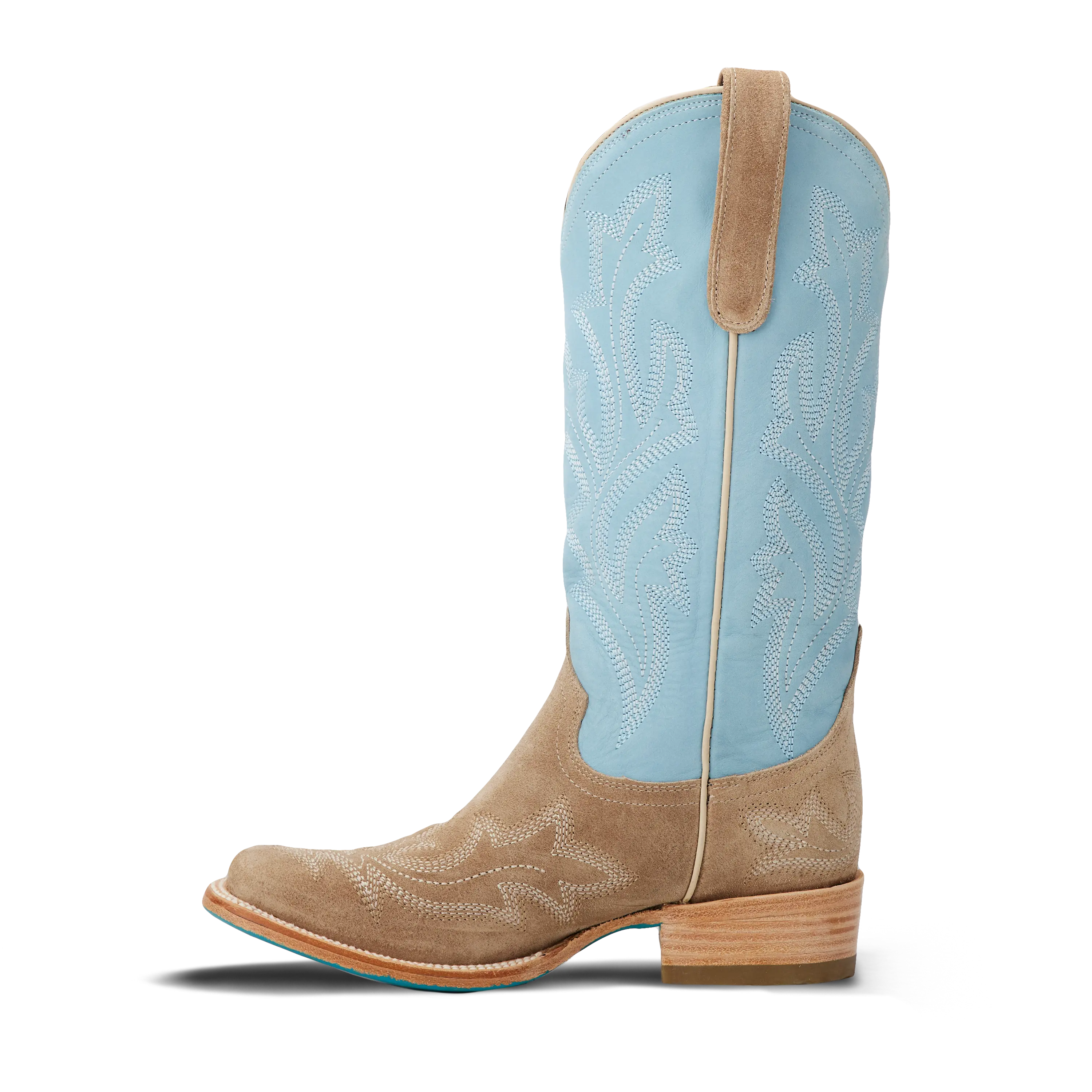 Saratoga Square Boot - Latte Suede and Powder Blue - Image 5