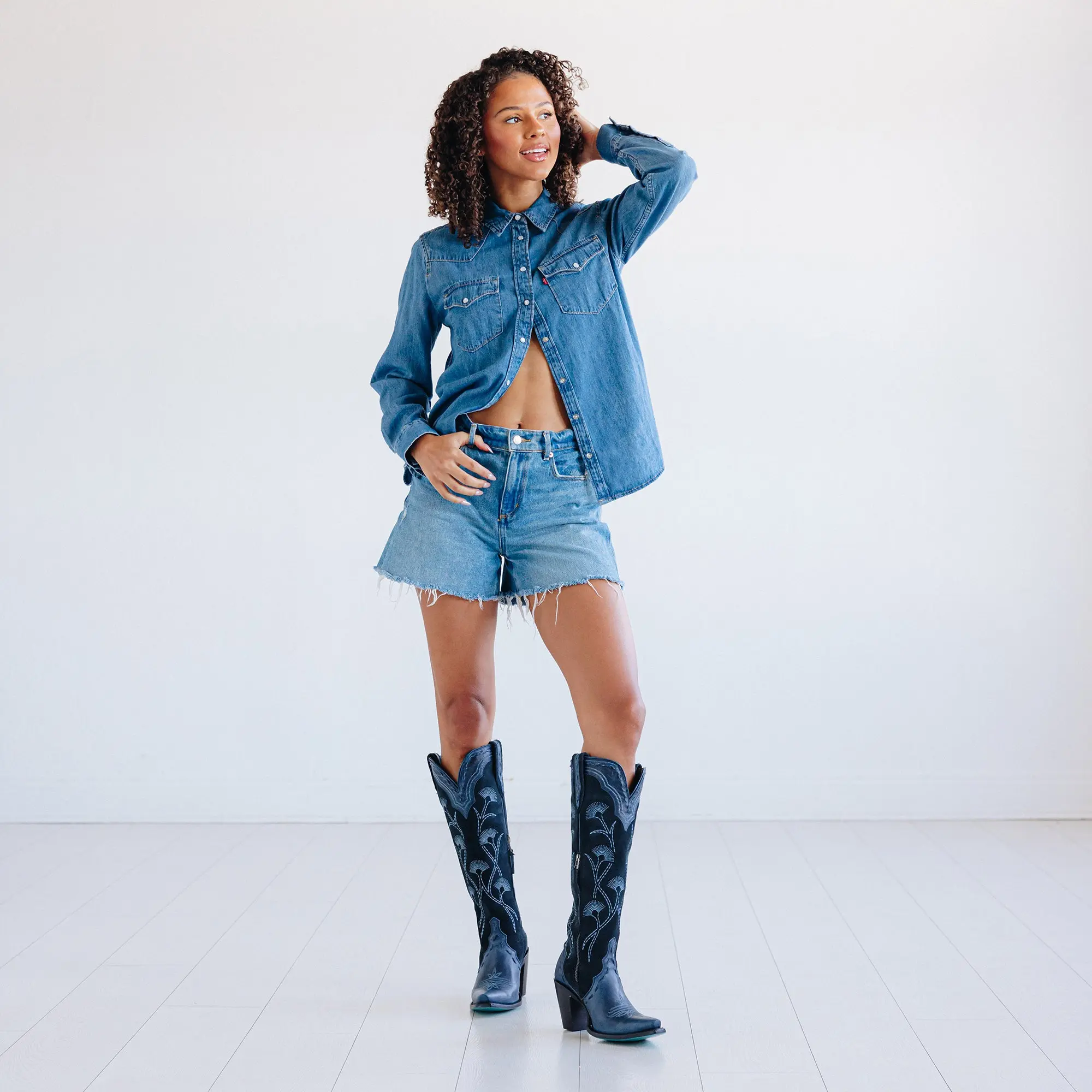Tessa Knee High - Navy Suede - Image 10