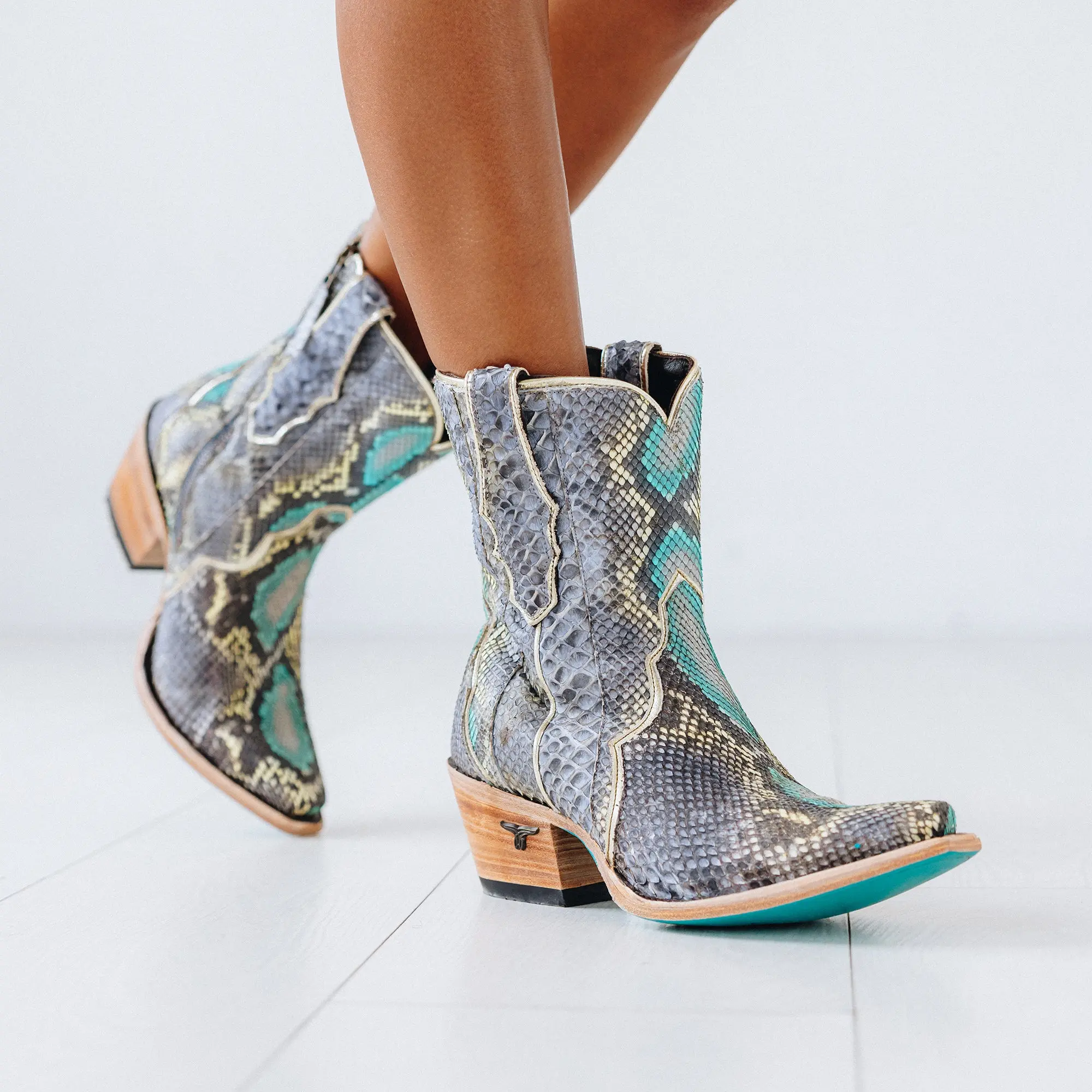 Vickson Exotic Bootie - Blue Watercolor - Image 2